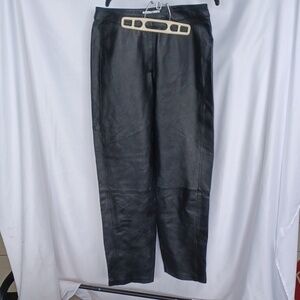 Bagatelle Anthropologie Black 100% Leather Pants, Fully Lined, sz 10, 30" inseam